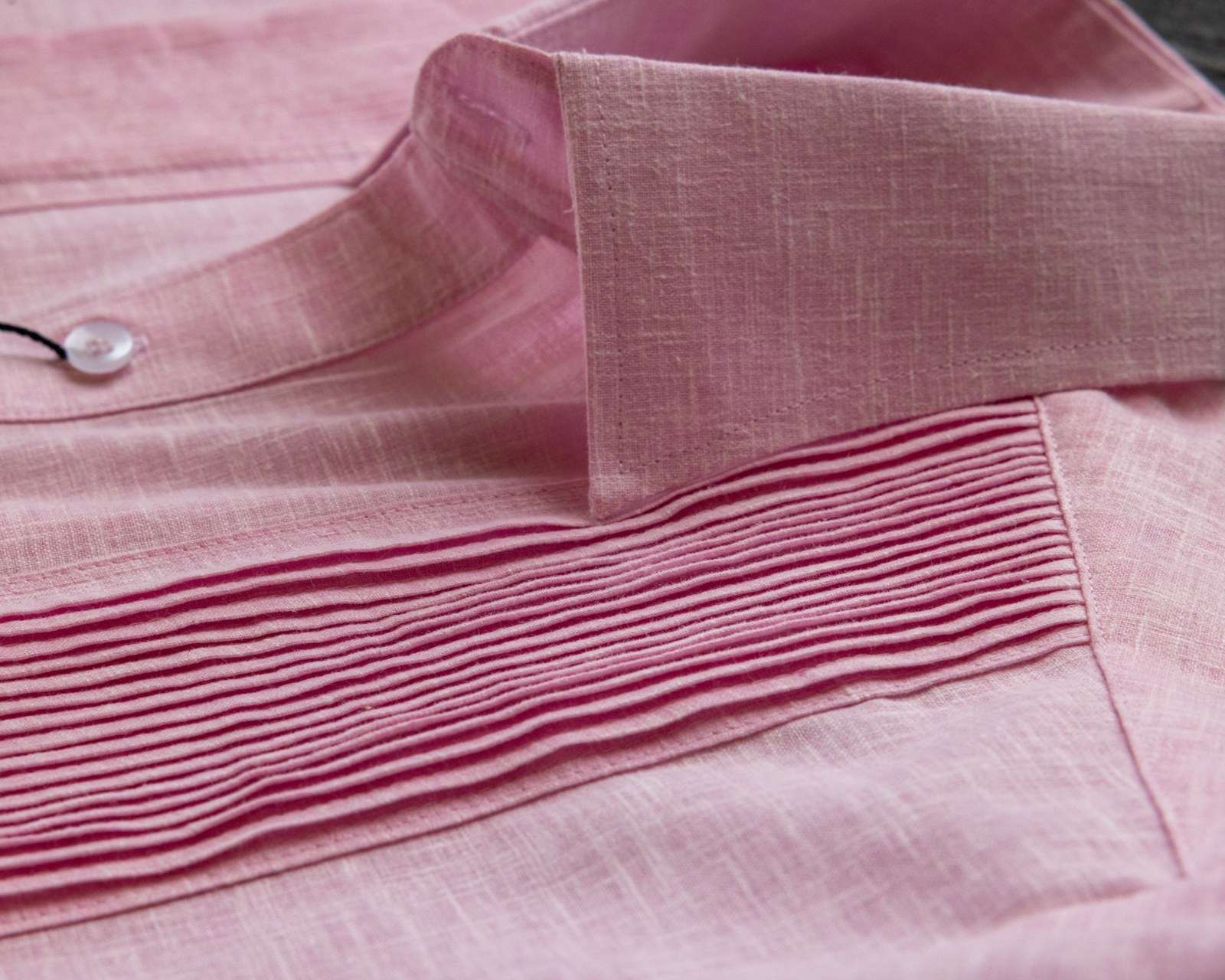 Rose linen, pleats pressed one by one